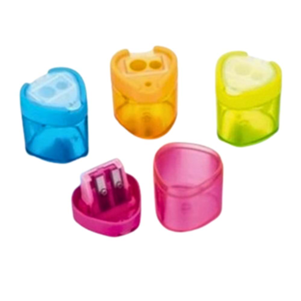 Heart Çift Hazneli Kalemtıraş | 4 Renk | Pratik ve Hijyenik Tasarım