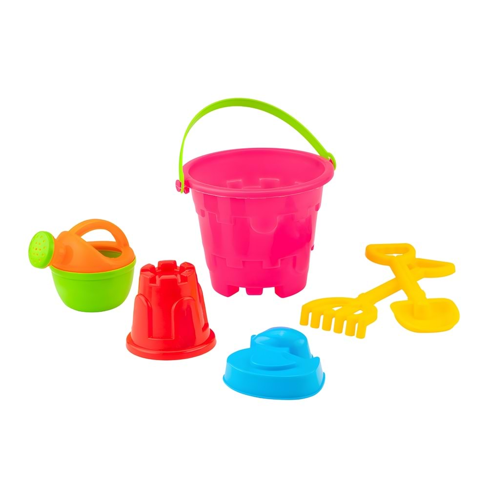 NZM-207 Küçük Kova Yuvarlak – 6 Parça Renkli Kum Seti