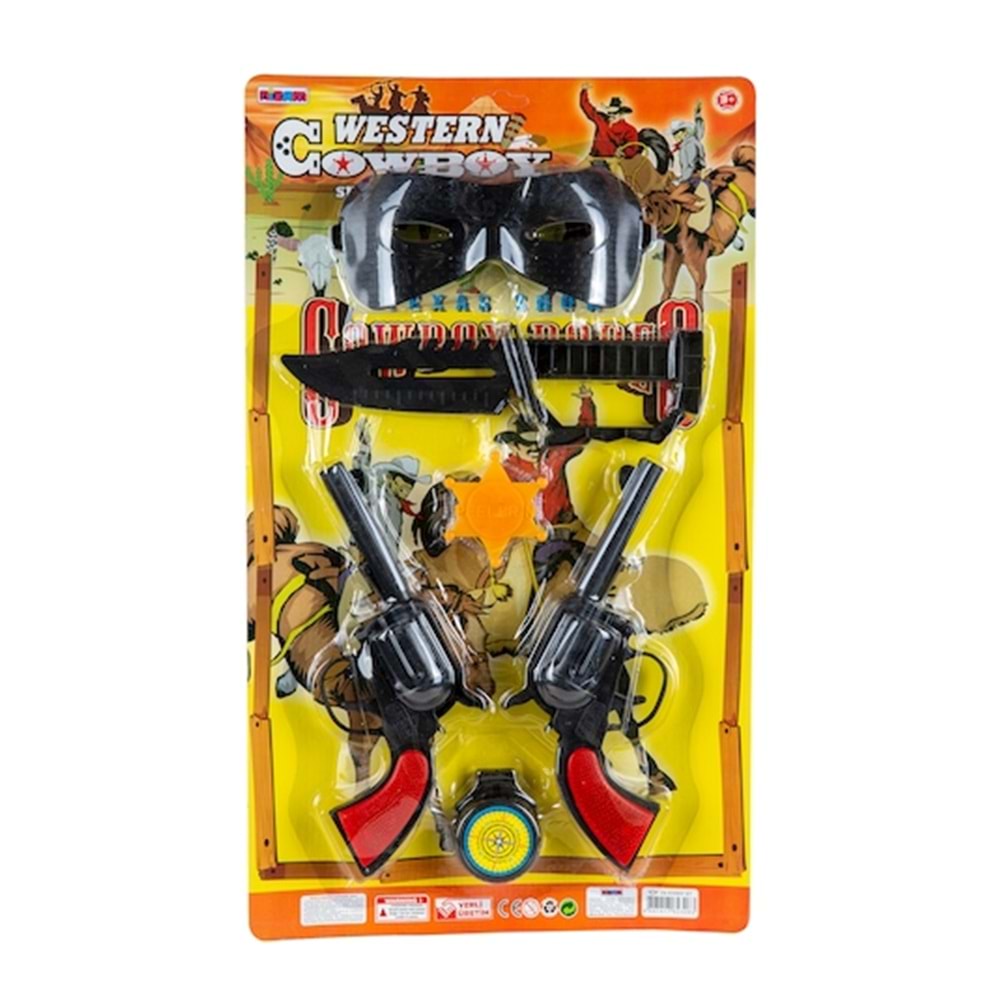 İkili Kovboy Seti Oyuncak Silah ve Maske