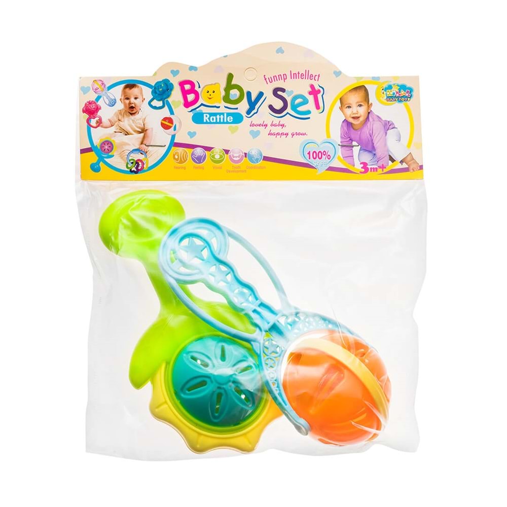 Baby Set 2'li Çıngırak Seti - Sesli ve Renkli Bebek Çıngırağı (Funnp Intellect)