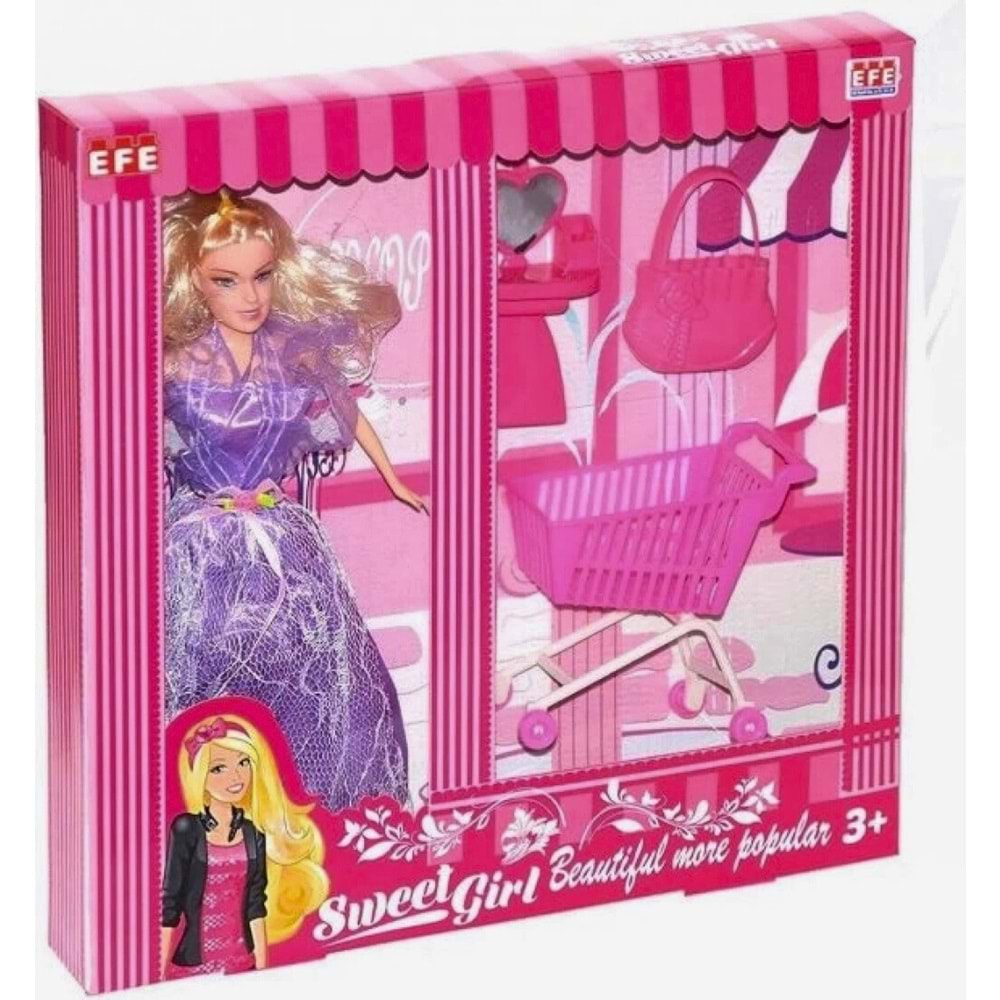 Sweet Girl Gardıroplu ve Market Arabalı Bebek Oyun Seti