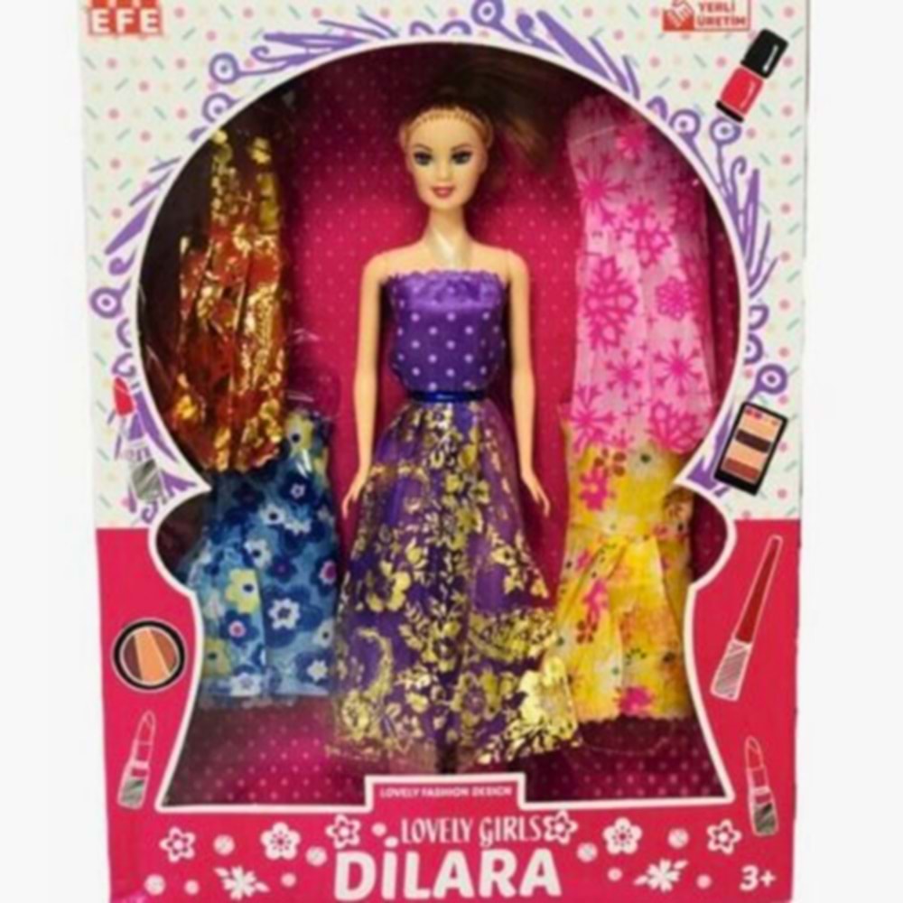 EFE Lovely Girls Dilara Oyuncak Bebek ve Kıyafet Seti 227 Kutu | Moda Bebek Aksesuarlı