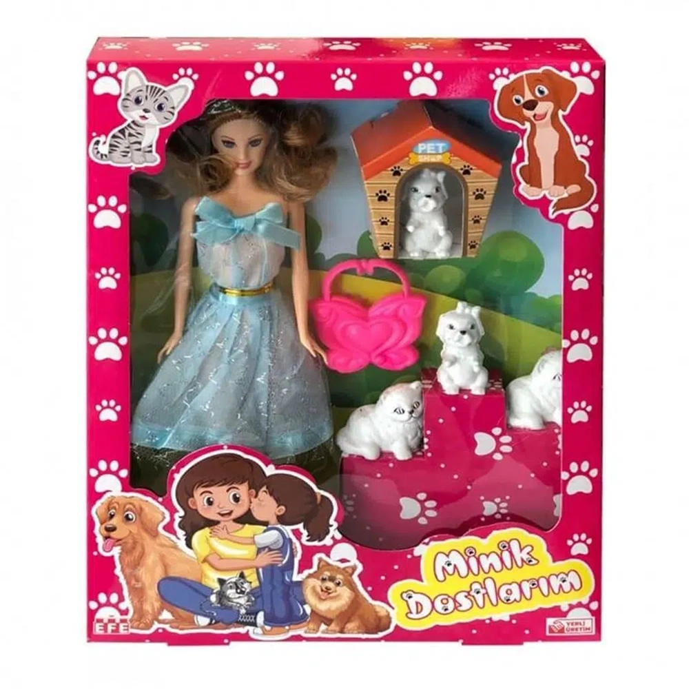 Minik Dostlarım Oyuncak Bebek ve Hayvan Seti