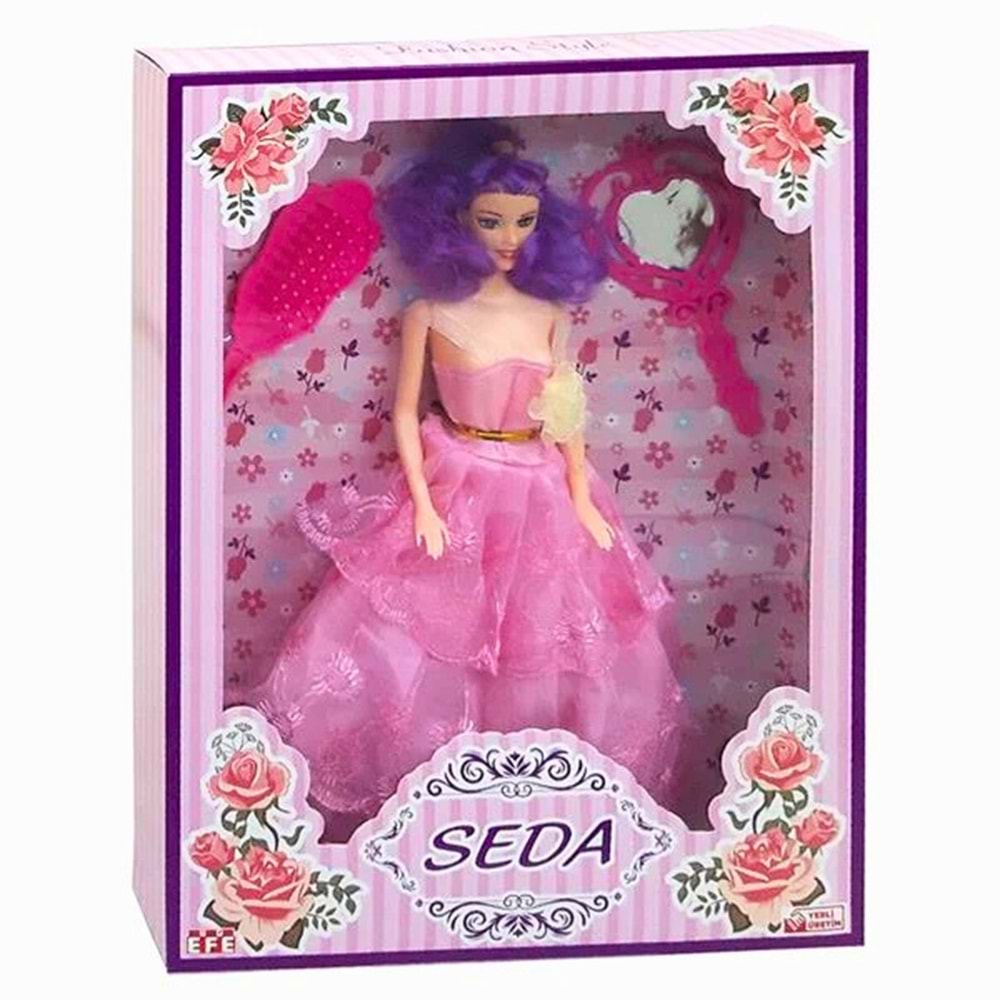 Seda Bebek Mor Abiyeli ve Aksesuarlı Oyuncak Seti - Yerli Üretim (268)