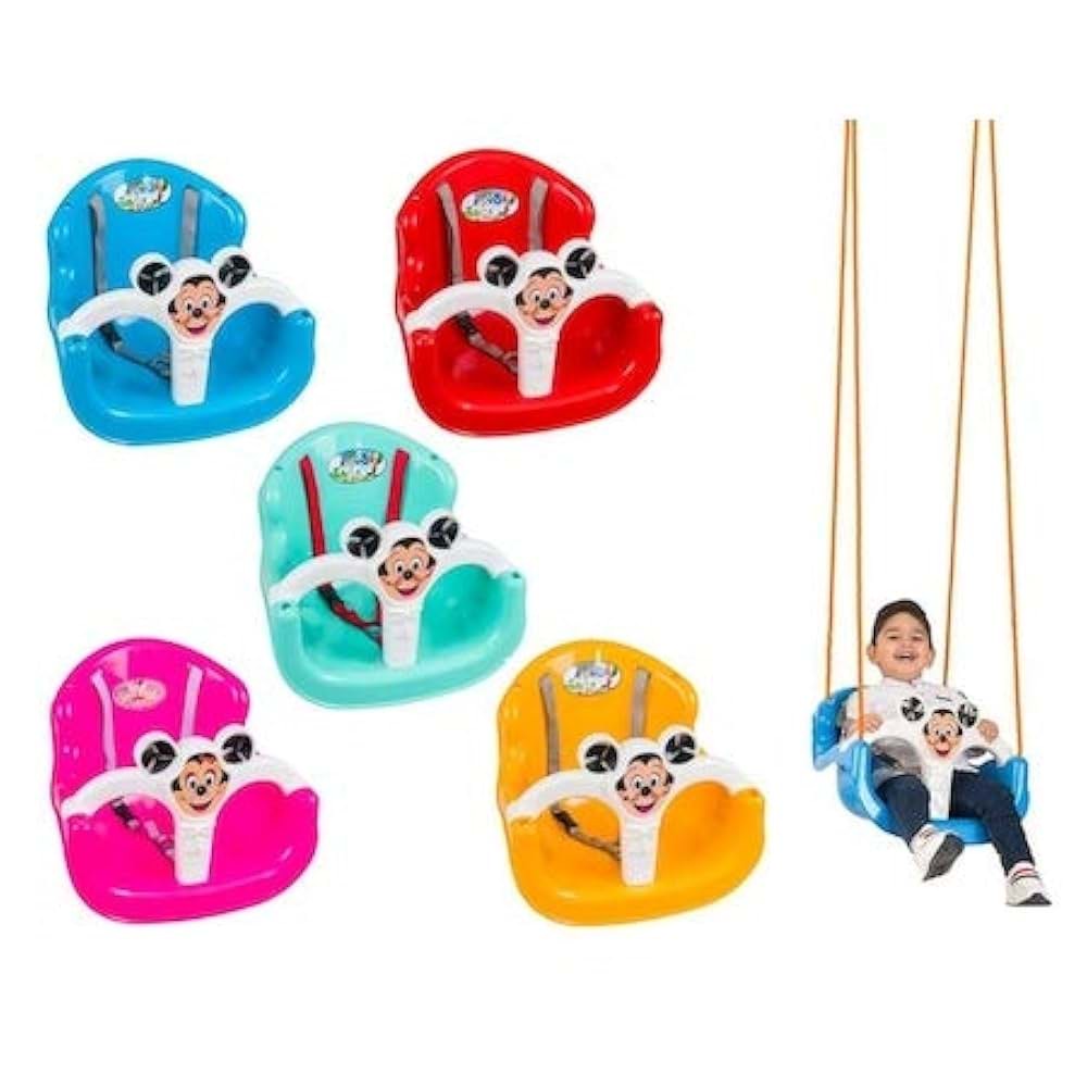 Rüzgar Güllü Çocuk Salıncağı | Bebek Emniyet Kemerli Asmalı Salıncak | Mickey Figürlü