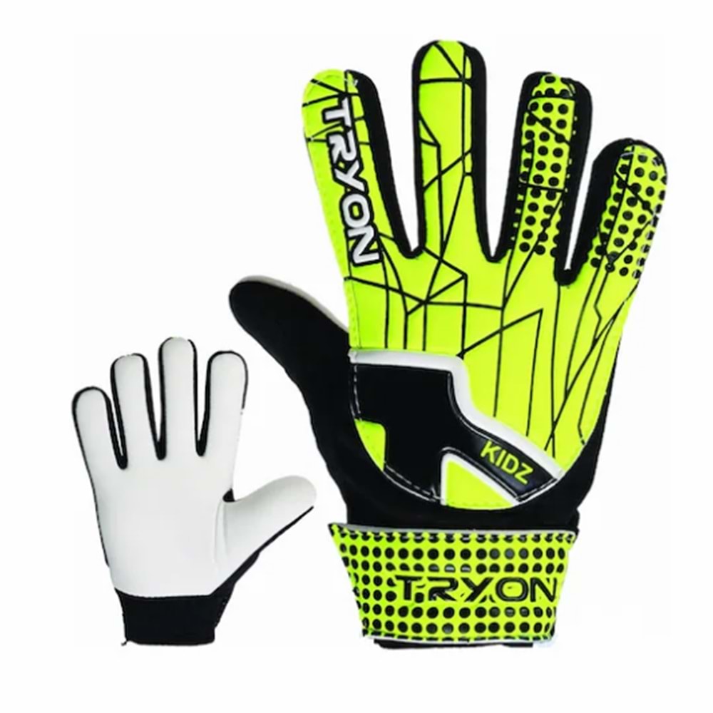 TRYON KIDZ Neon Çocuk Kaleci Eldiveni - Cırt Cırtlı Bilek Koruyuculu