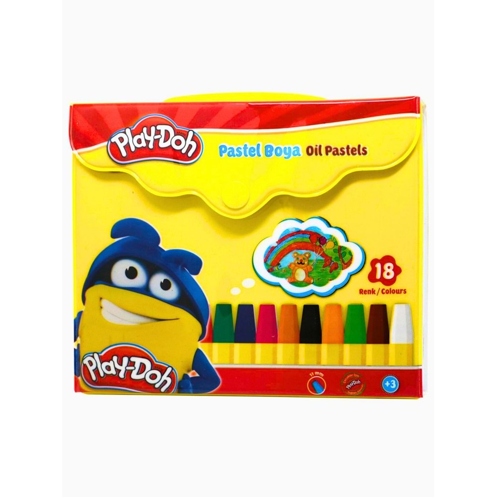 PLAY-DOH 18 Renk Çantalı Pastel Boya Seti - Kalın Uçlu Oil Pastels