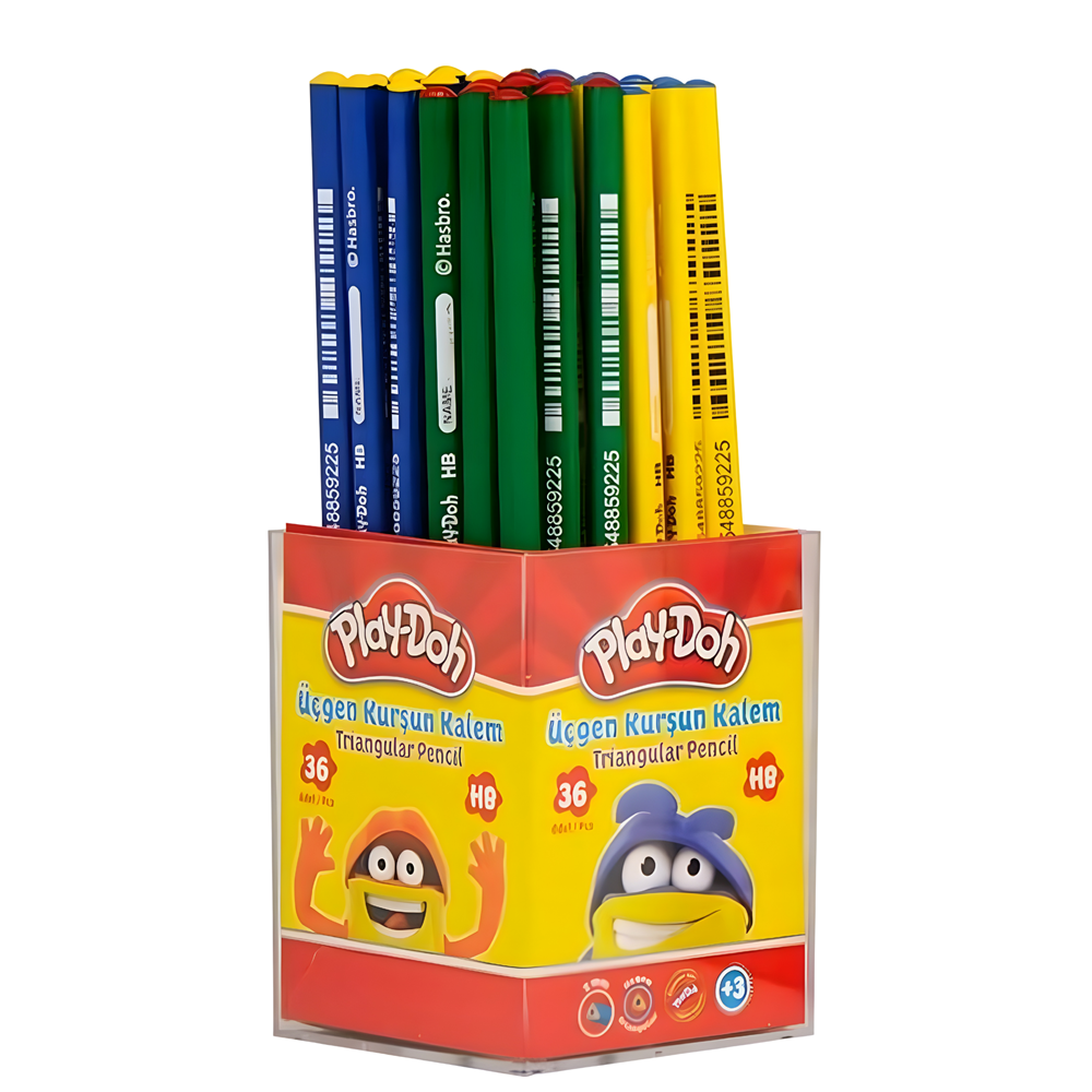 Play-Doh Lisanslı Üçgen Kurşun Kalem (HB) - 36'lı Ergonomik Okul Kalemi