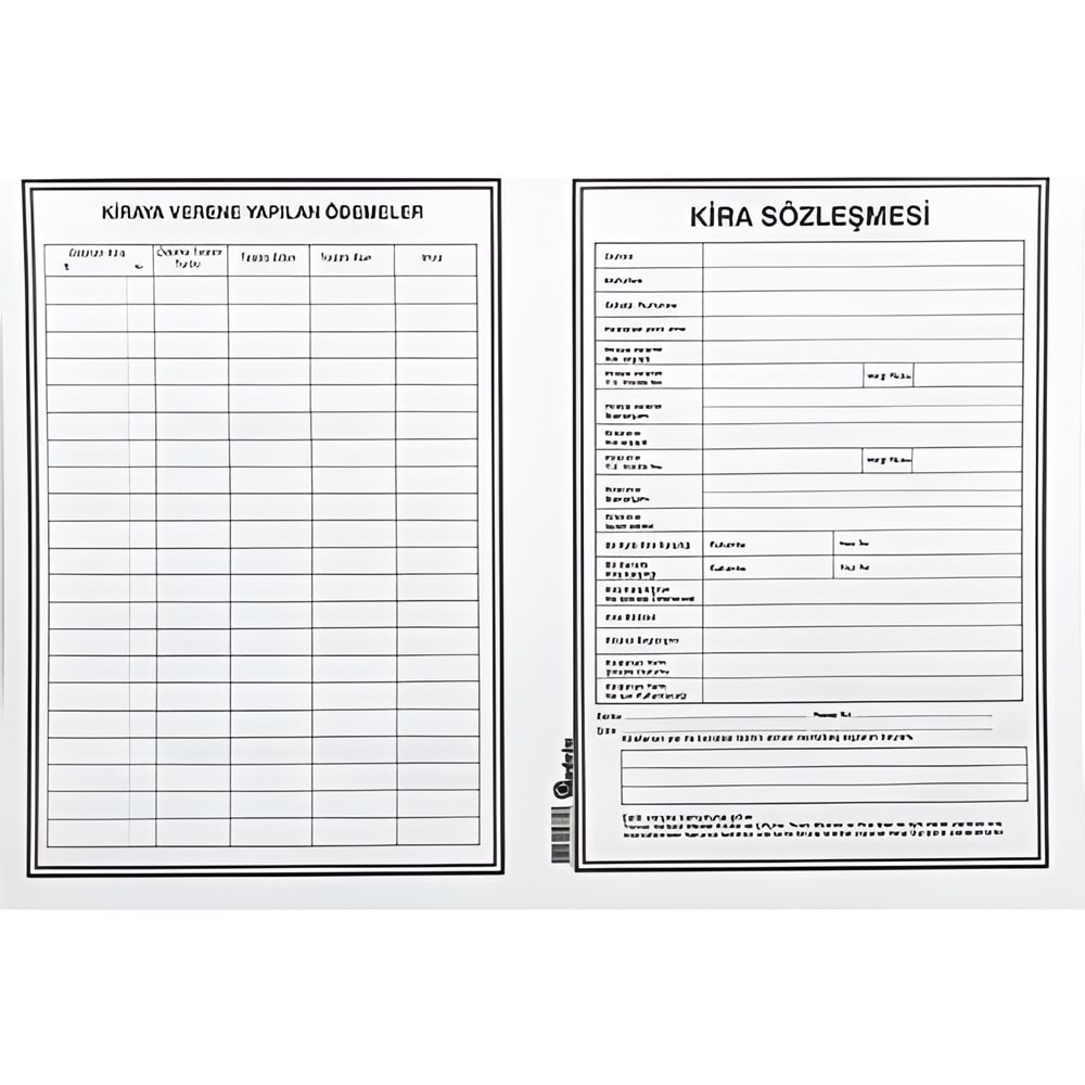 Kira Kontratı – Kira Sözleşmesi Formu A4 | 2 Sayfa Kiracı–Ev Sahibi Sözleşme Belgesi