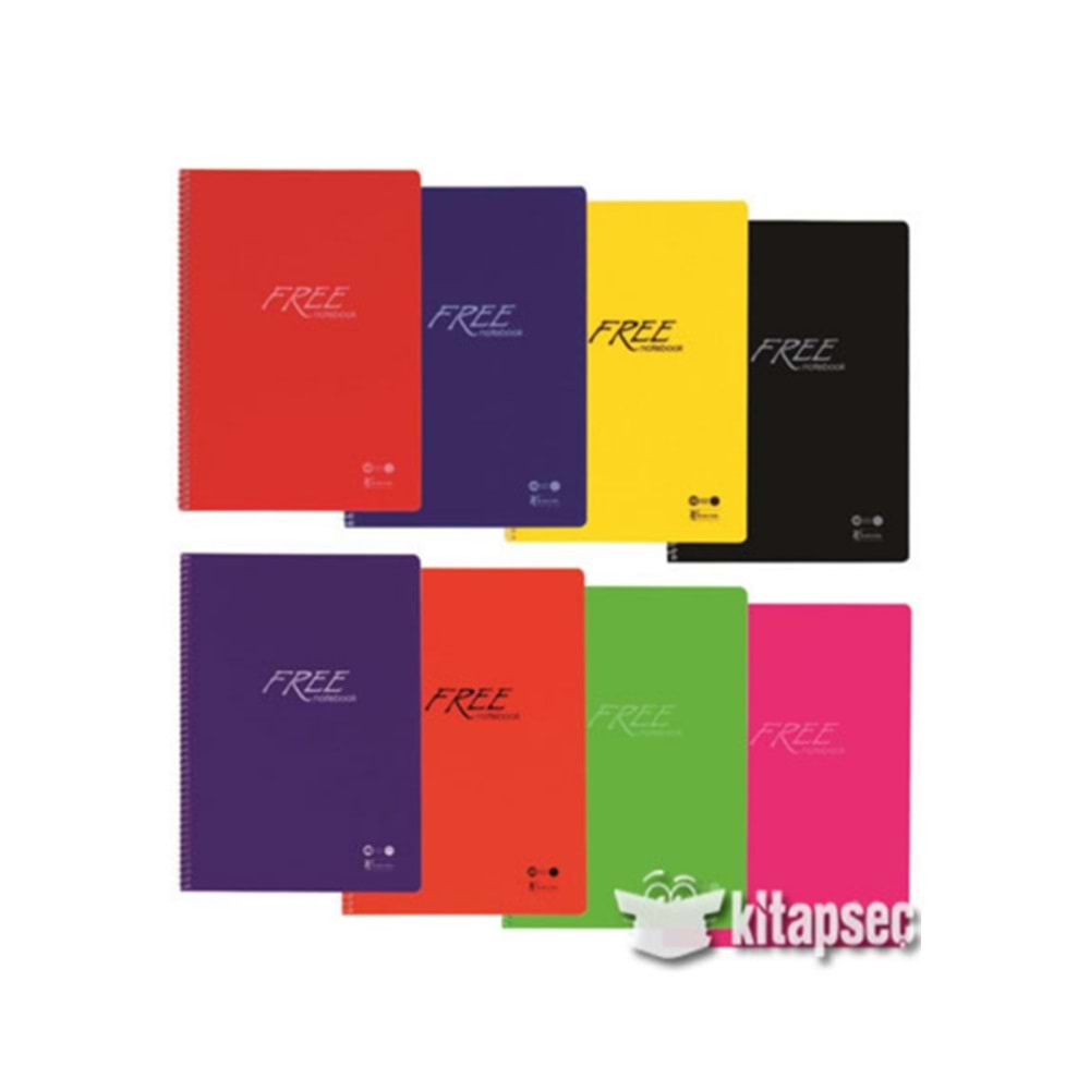 FREE Notebook A4 Spiralli Kareli Defter 40 Yaprak | PP Kapak Okul Defteri