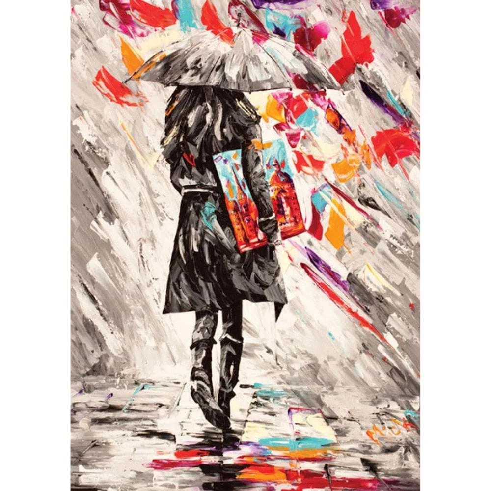 ART PUZZLE 500 Parça Yağmurda Şemsiyeli Sanatsal Tablo Puzzle (48x34 cm)