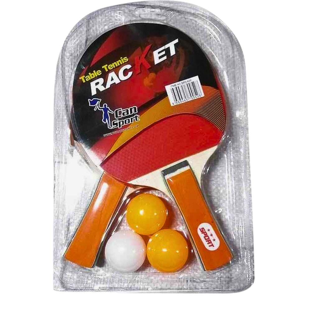 Can Sport 2 Adet Masa Tenisi Raketi ve 3 Adet Top Seti (Pinpon Seti)