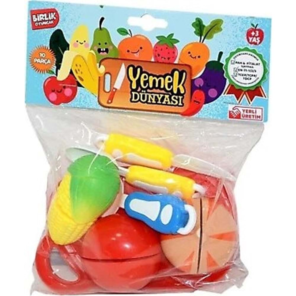 Birlik Oyuncak 10 Parça Kesilebilen Sebze Meyve Seti - Yemek Dünyası (Cırtlı)