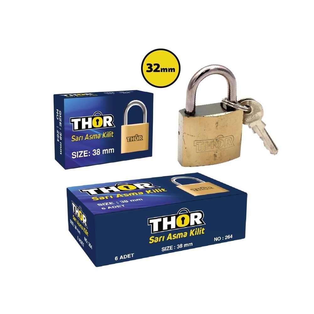Thor Sarı Asma Kilit No:38 Tek Adet