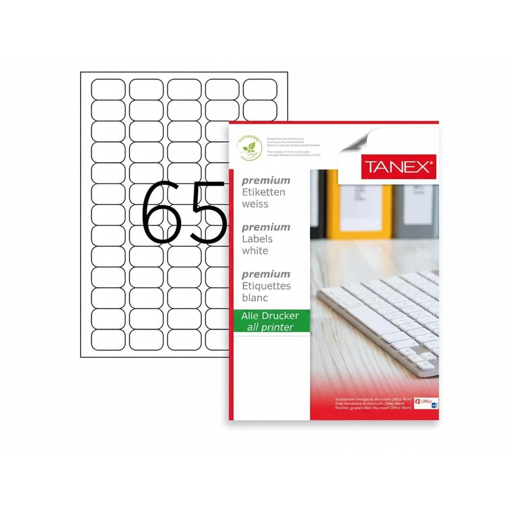 BEYAZ ETİKET TEK ADET 65 BÖLMELİ