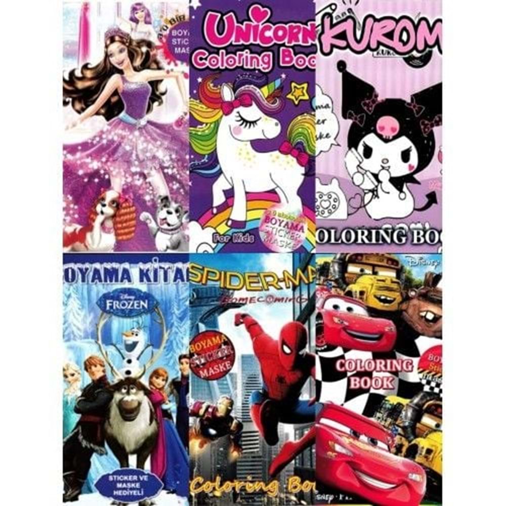 Sticker ve Maskeli Boyama Kitabı Lisanslı Karakterli Çocuk Aktivite ve Boyama Kitabı