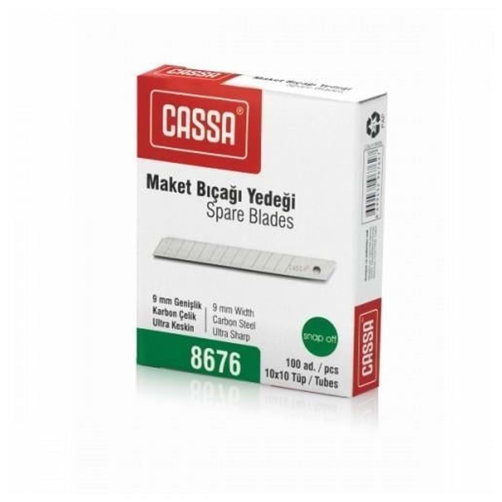 Cassa 9 mm Karbon Çelik Ultra Keskin Maket Bıçağı Yedeği (100 Adet)