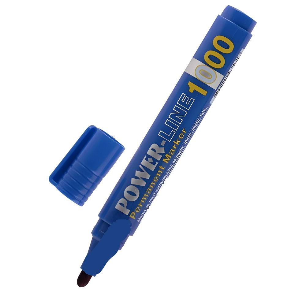 Lineplus 1000B Permanent Marker | 3 mm Yuvarlak Uçlu Mavi Kalem