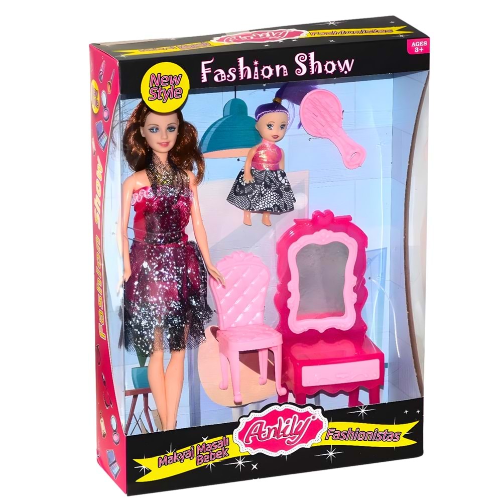 Anlily Makyaj Masalı Bebek 02412 – Aksesuarlı Oyuncak Seti