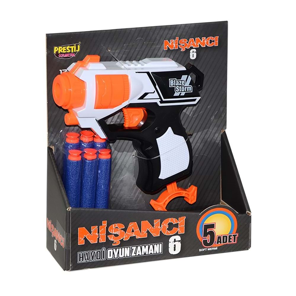FAB 5959 Blaze Storm Nişancı-6 Yumuşak Dart Fırlatıcı Oyuncak Tabanca