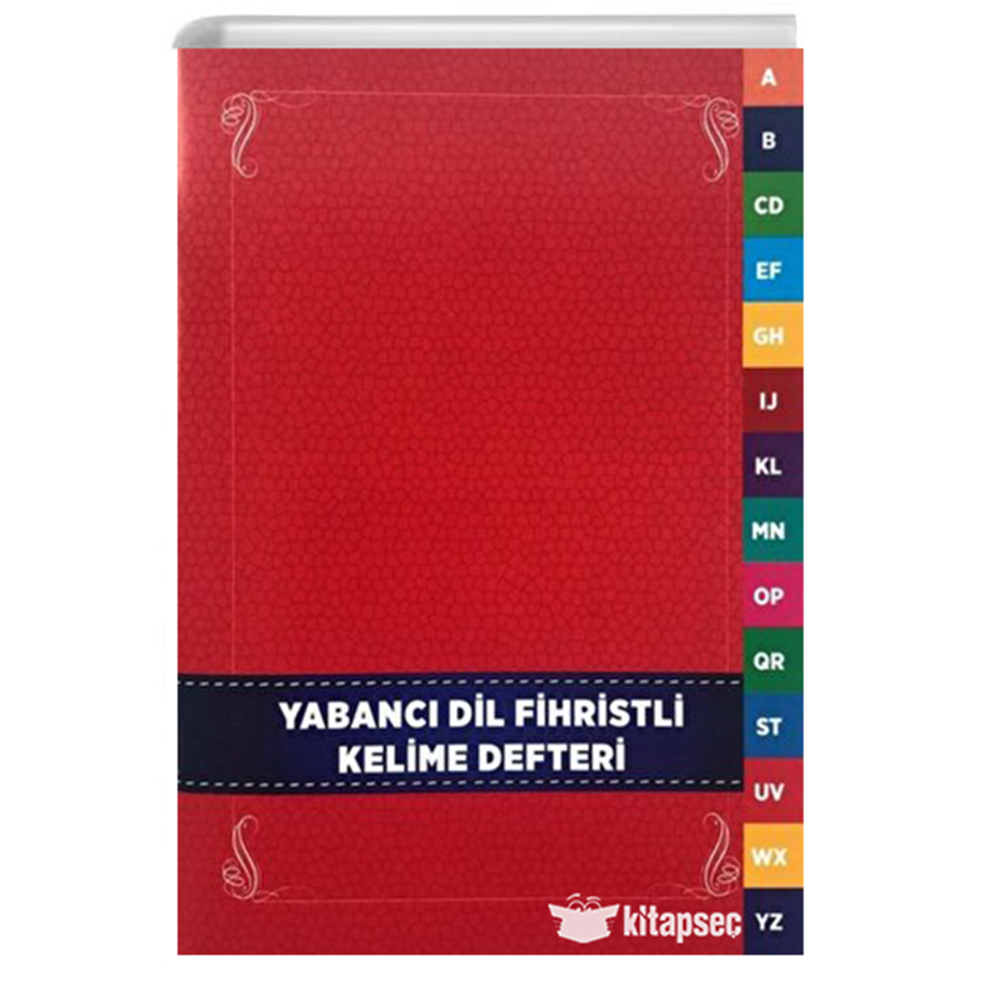 Yabancı Dil Kelime Fihrist Defteri Alfabetik Bölmeli Kelime Defteri