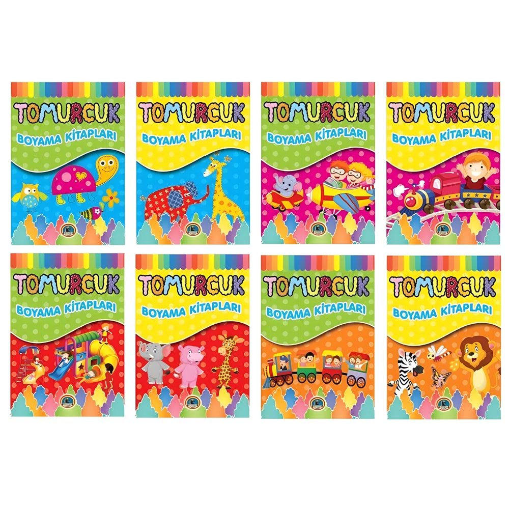 Tomurcuk Boyama Kitapları – 8’li Renkli Boyama Seti | Çocuk Aktivite Kitabı
