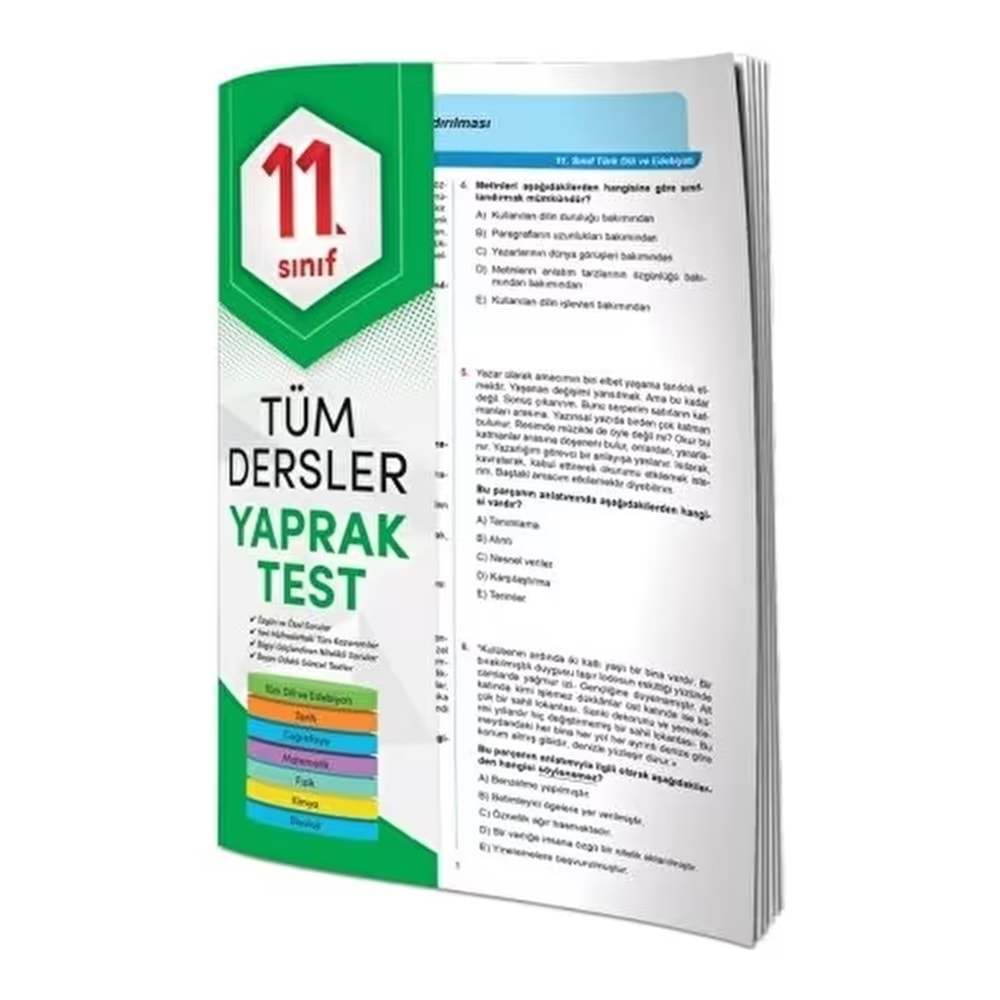 11. Sınıf Tüm Dersler Yaprak Test Kitabı (Konu Kavrama ve Sınavlara Hazırlık)