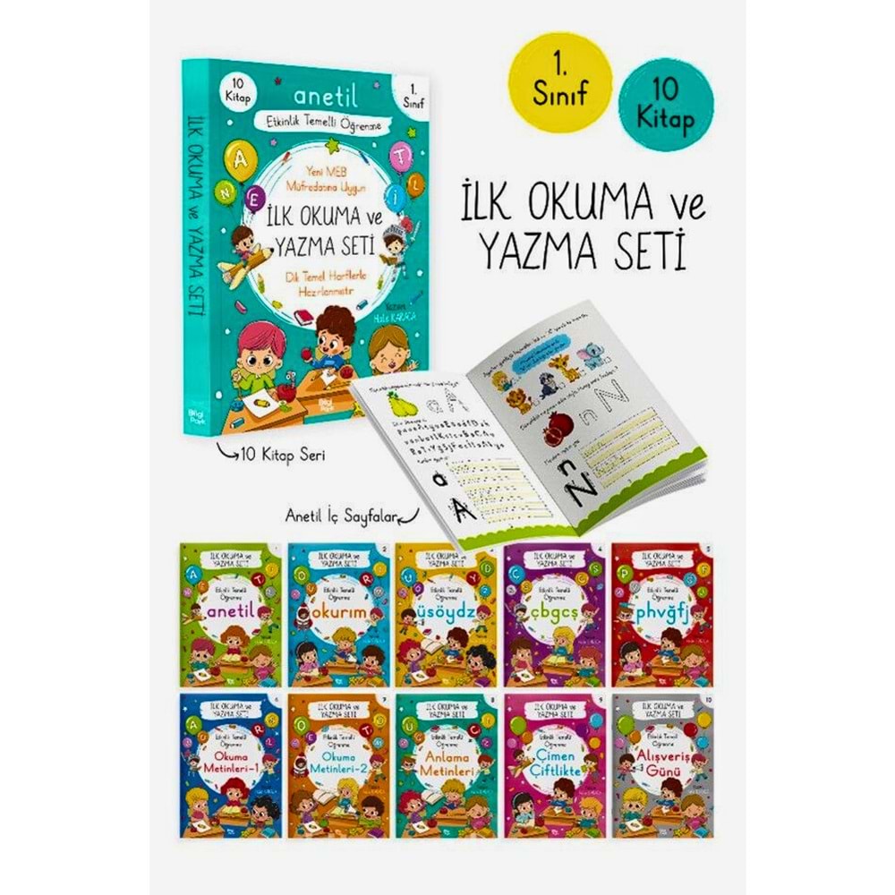 1.Sınıf İlk Okuma Ve Yazma Seti 10 Kitap-(Anetil)-Bilgi Park Yayınevi