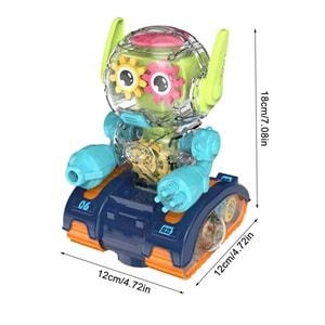 Hakan Oyuncak Paletli Şeffaf Pilli Işıklı Robot Müzikli Dişli Mekanizmalı 3 Yaş+