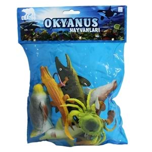 Crazoo 7 Parça Büyük Boy Okyanus Hayvanları Figür Seti - Eğitici Deniz Canlıları Oyuncağı