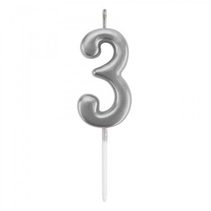 Rakam Mum 7CM Gümüş 3