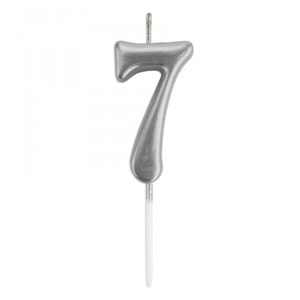 Rakam Mum 7CM Gümüş 7