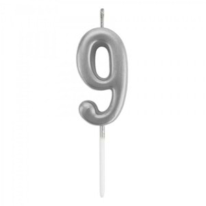Rakam Mum 7CM Gümüş 9