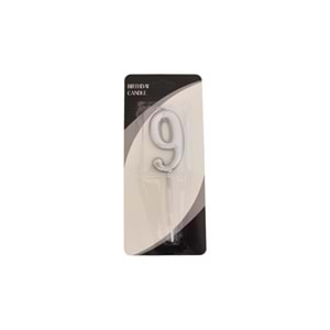 Rakam Mum 7CM Gümüş 9
