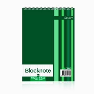 ÇINAR Smart Bloknot A4 Üstten Açmalı Spiralli Kareli Defter 40 Yaprak