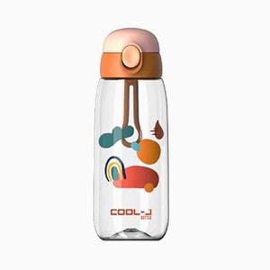 COOL-J Desenli Tritan Pipetli Matara 600 ml - Kilitli Kapaklı Çocuk Suluk