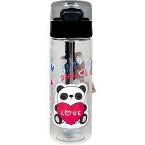 XOXO Pipetli Matara 500 ml | PC Malzeme | Sevimli Desenli Sızdırmaz Su Şişesi