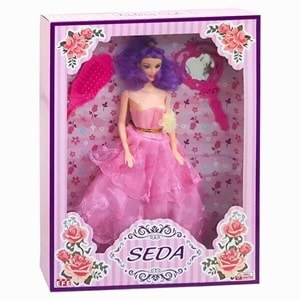 Seda Bebek Mor Abiyeli ve Aksesuarlı Oyuncak Seti - Yerli Üretim (268)