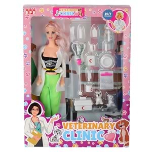 875 Veteriner Bebek Seti – Veterinary Clinic Aksesuarları ile Oyun Bebek