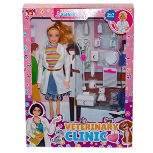 875 Veteriner Bebek Seti – Veterinary Clinic Aksesuarları ile Oyun Bebek