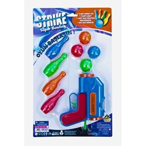 STRIKE Top Atan Tabanca ve Bowling Seti - 4 Top 4 Lobut Çocuk Oyuncağı (ER-102)