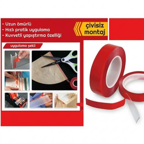 Leva Çift Taraflı Silikon Bant Güçlü Yapışkanlı Şeffaf Montaj Bandı