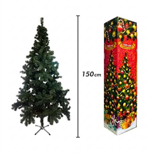 150 cm Boyunda Metal Ayaklı Yoğun Dallı Yapay Çam Ağacı (Yılbaşı Dekorasyonu)