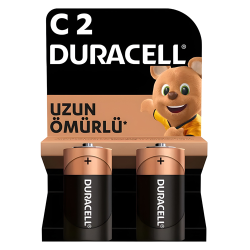 Duracell C Orta Boy Pil 2’li Paket | Uzun Ömürlü Alkalin Pil