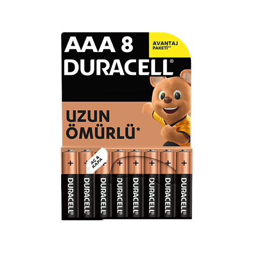 Duracell AAA İnce Kalem Pil 8’li Paket Uzun Ömürlü Alkalin Pil 5011727