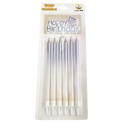 Simli Doğum Günü Mum Seti – Happy Birthday Yazılı Mum + 6 Adet Simli Mum