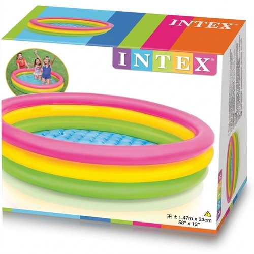Intex 3 Boğumlu Sunset Şişme Havuz 147x33 cm Renkli Çocuk ve Aile Havuzu