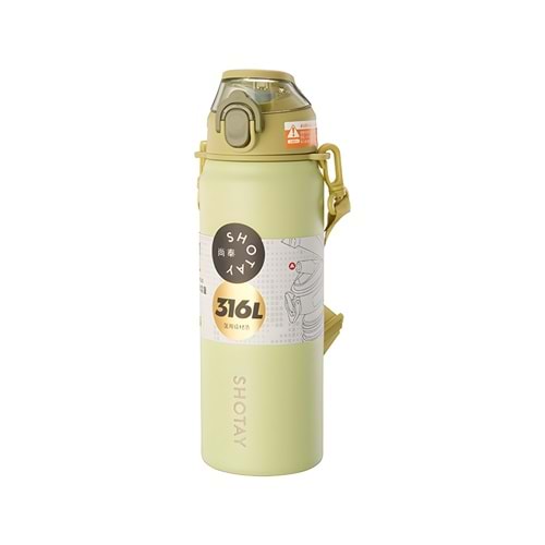 SHOTAY ŞEFFAF KAPAKLI ÇELİK TERMOS MATARA 750 ML. (5 ASS.)