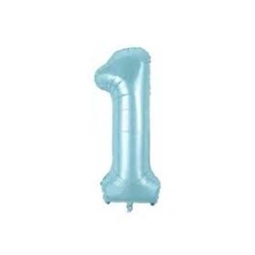 İKM 1 Rakam Folyo Balon Mavi 40 İnç Büyük Boy Sayı Balonu Doğum Günü Süsleme