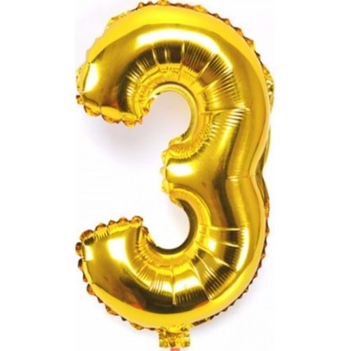 İKM 3 Rakam Folyo Balon Altın 40 İnç Büyük Boy Sayı Balonu Doğum Günü Süsleme